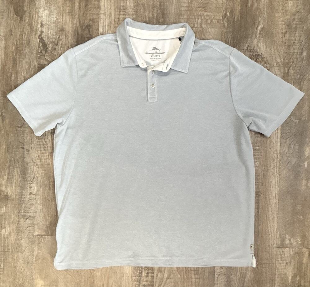 Tommy Bahama Shoreline Surf Polo Shirt Mens XXL Light Blue Heather Casual Golf